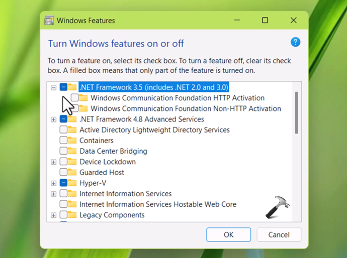 enable microsoft .net framework 3.5 windows 11