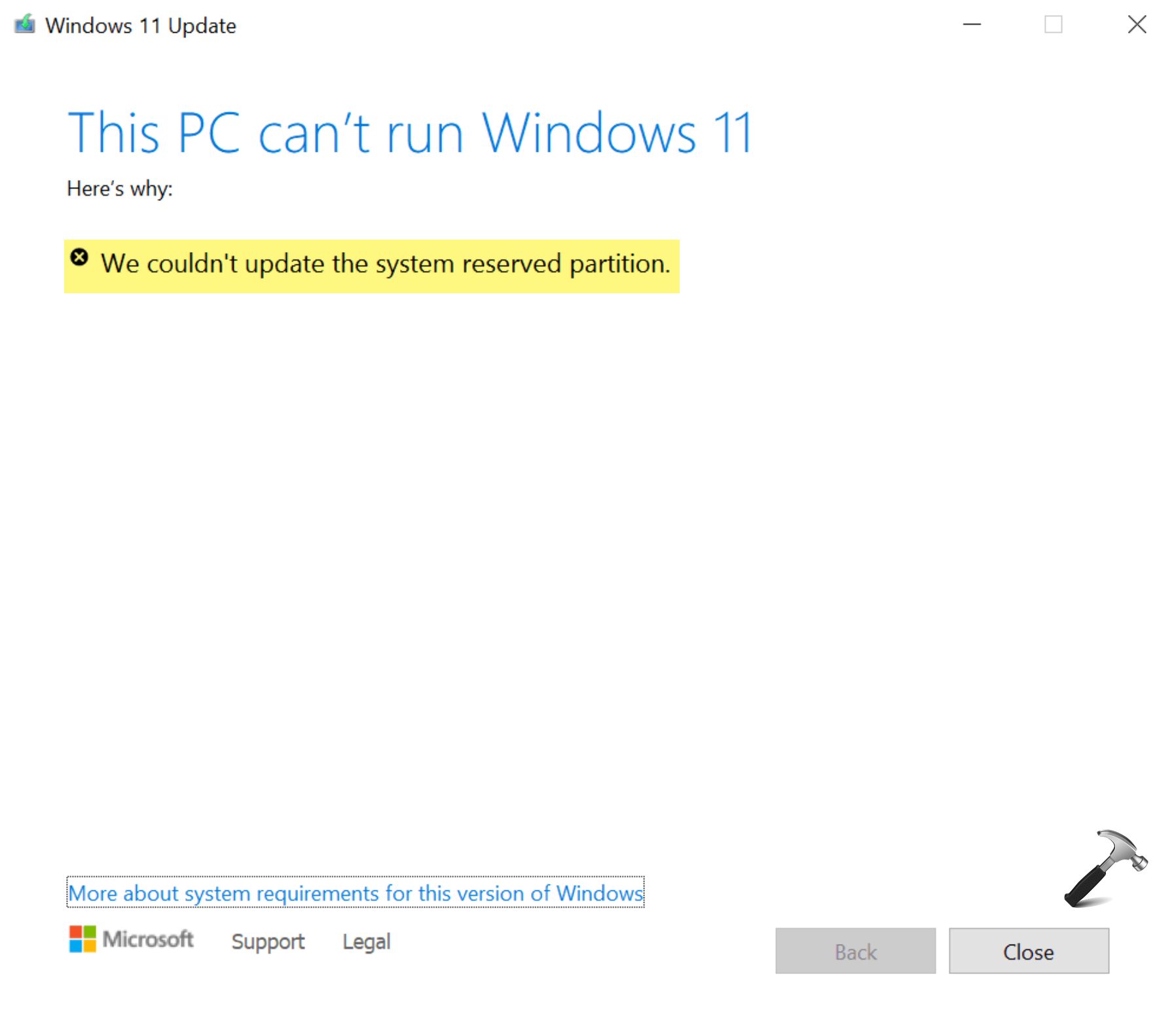 Fix: We couldn’t update system reserved partition in Windows 11