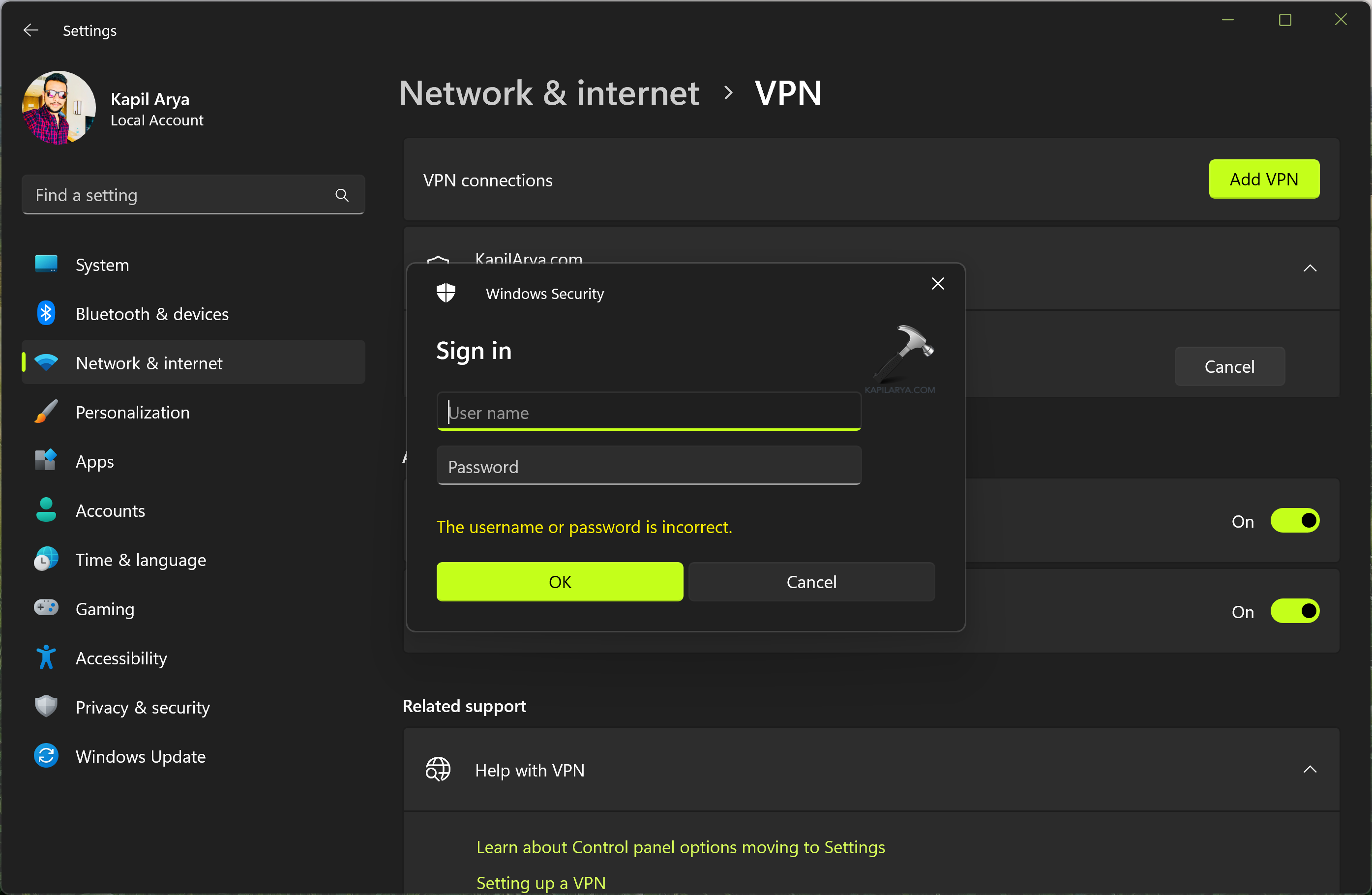 Manually Set Up Or Configure A VPN On Windows 11