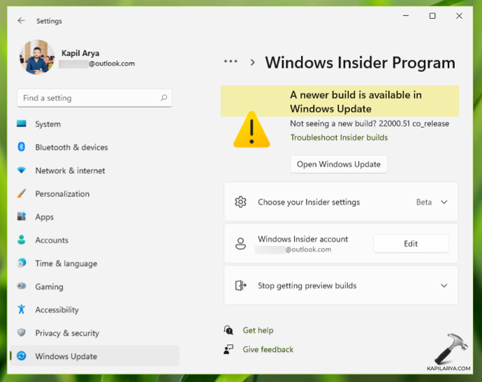 Configure Windows Insider Program settings on Windows 11