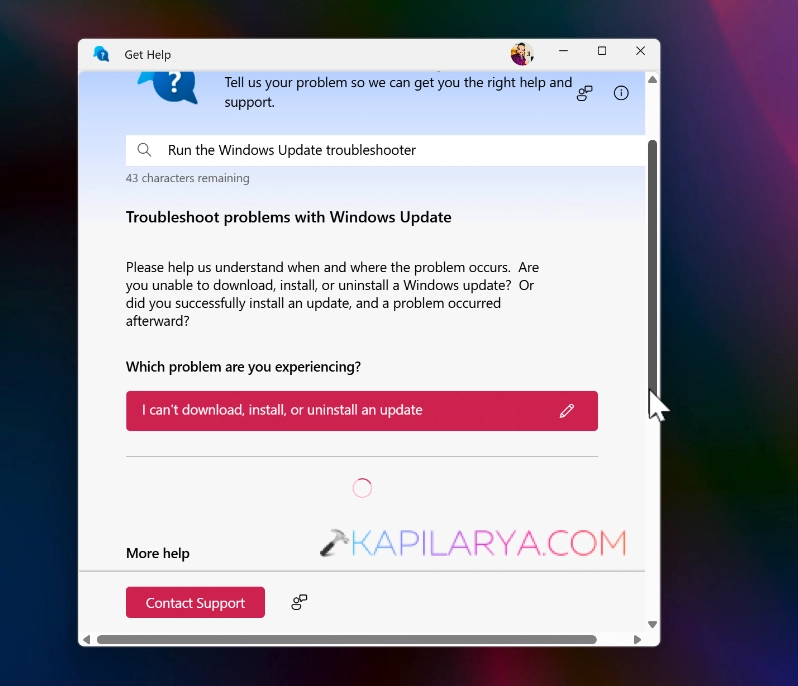 Get Help app