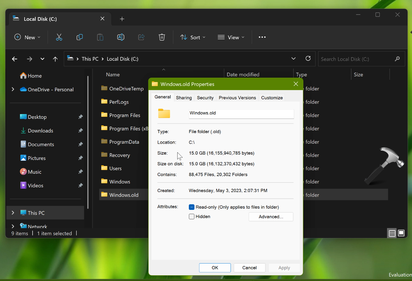 How to delete windows old folder in windows 11 10