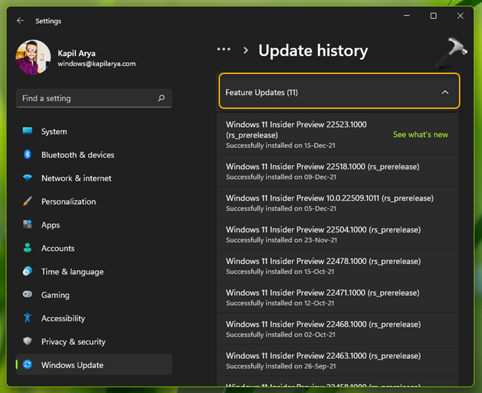 How to view update history in Windows 11