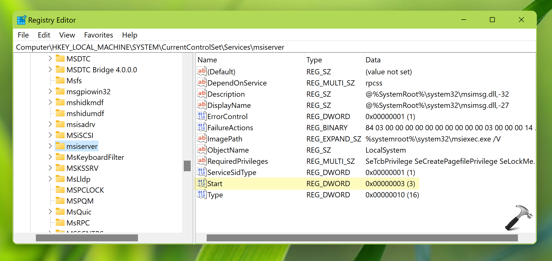 The windows installer service could not be accessed in windows 11