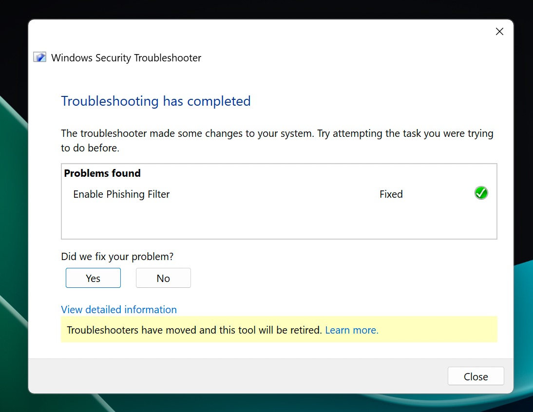 Windows Security troubleshooter